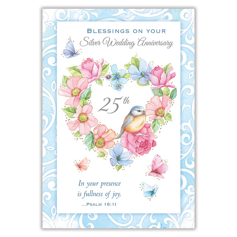 Blessings on Your Anniversary - 25th Wedding Anniversary Card