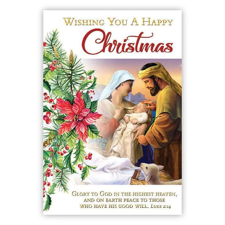 Boxed 5 x 7 Christmas greeting cards with 3 cards each of 4 different Christmas Blessings designs.
