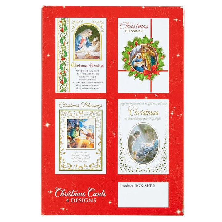 Christmas Holly boxed card set with 12 Christmas cards in 4 assorted holiday designs.
