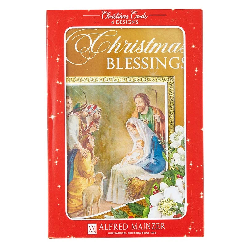 Christmas Wishes boxed card set with 12 Christmas cards in 4 assorted designs.