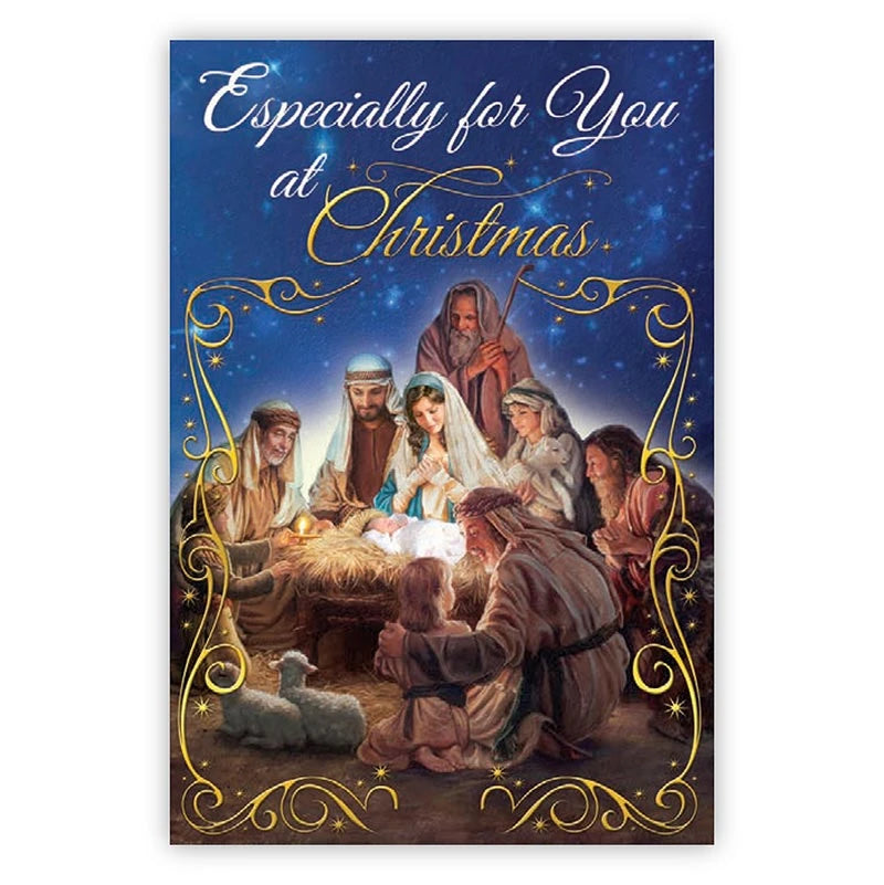Boxed 5 x 7 Nativity Christmas greeting cards with 3 cards each of 4 different designs.