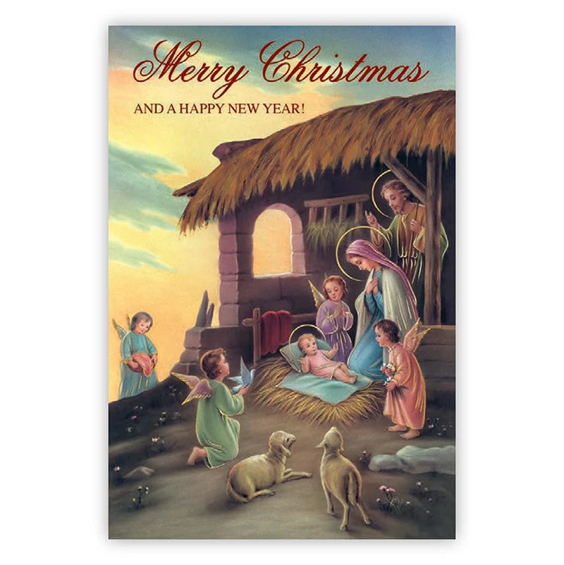 Religious Nativity Christmas card assortment for family, friends, parishioners, and faith-filled holiday greetings.