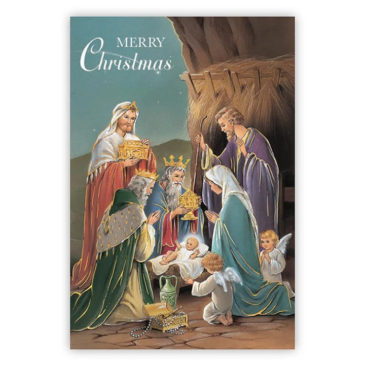 Religious Nativity Christmas card assortment for family, friends, parishioners, and faith-filled holiday greetings.