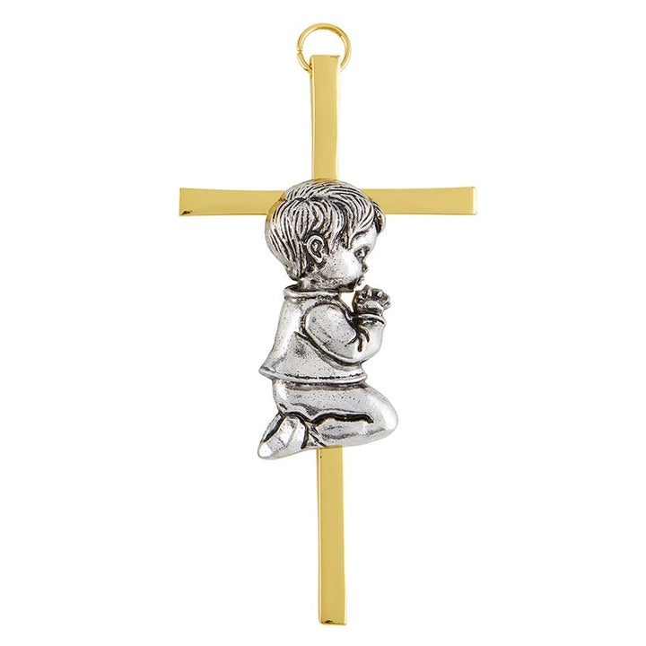 Boy Cross with Guardian Angel Crib Medal Set - Blue Ribbon