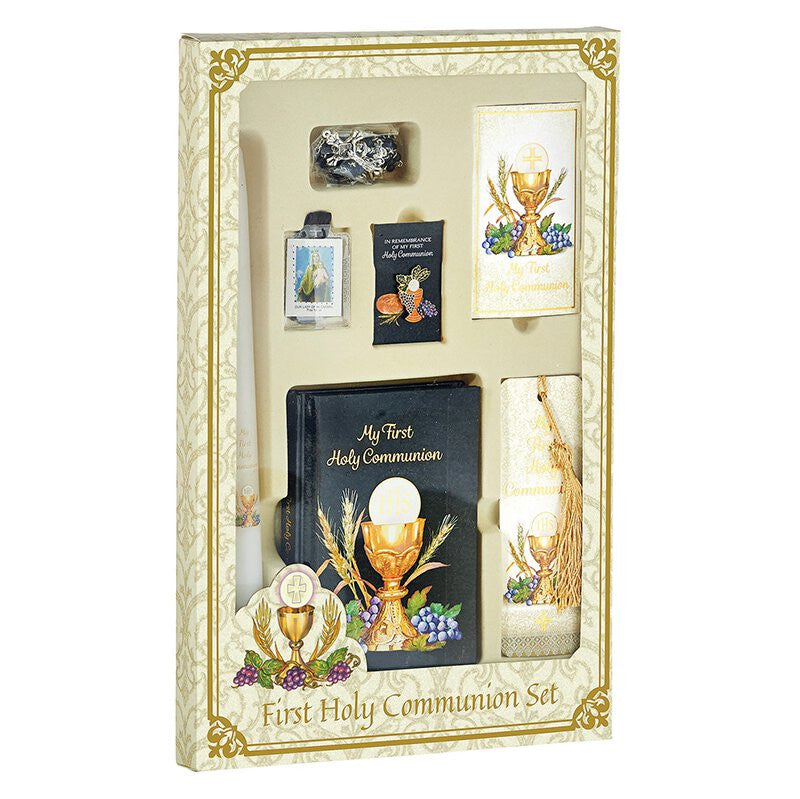 Bread of Life Deluxe First Communion boxed gift set with Mass book, rosary, scapular, candle and Catholic accessories