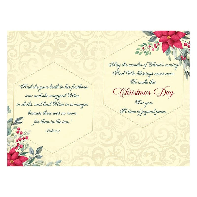 Boxed Christmas greeting card assortment with 2 cards each of 6 different faith-filled designs.