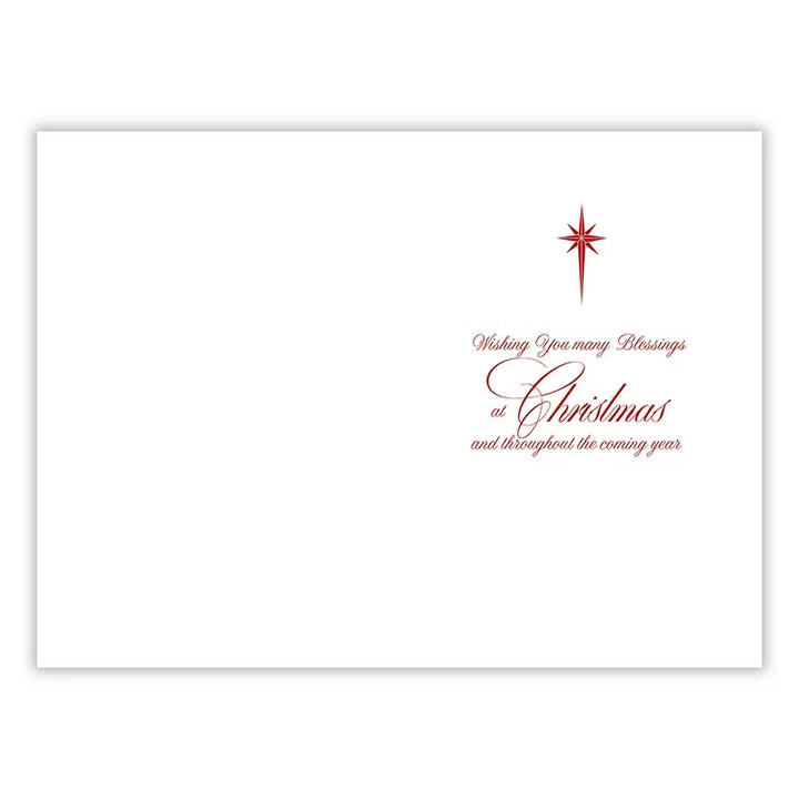 Christmas Blessings Boxed Card Set with 12 assorted Catholic Christmas cards in 6 gold foil embossed designs.