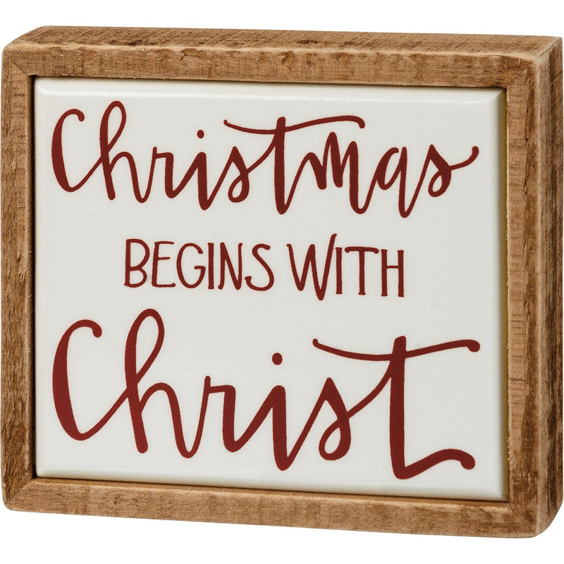 Christmas Begins With Christ Box Sign Mini (Pack of 2)