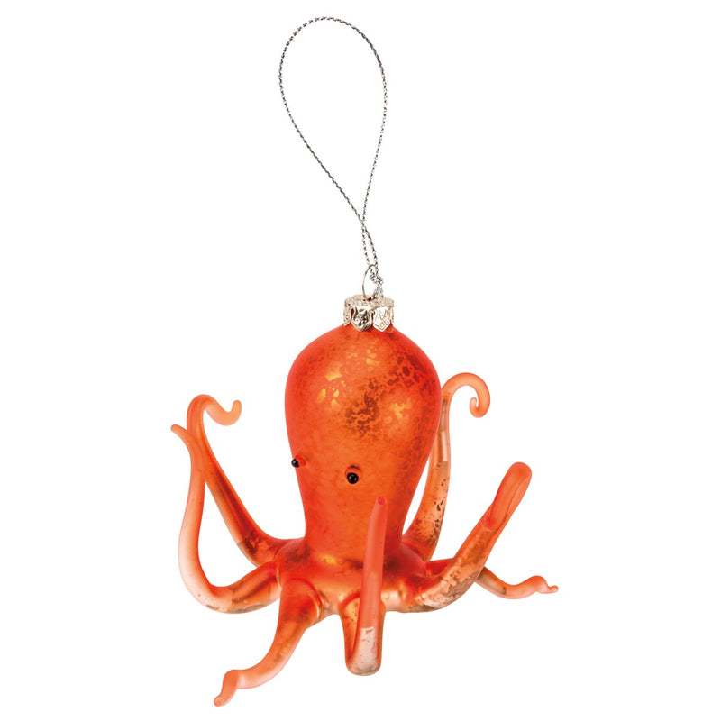 Coral Octopus Glass Ornament