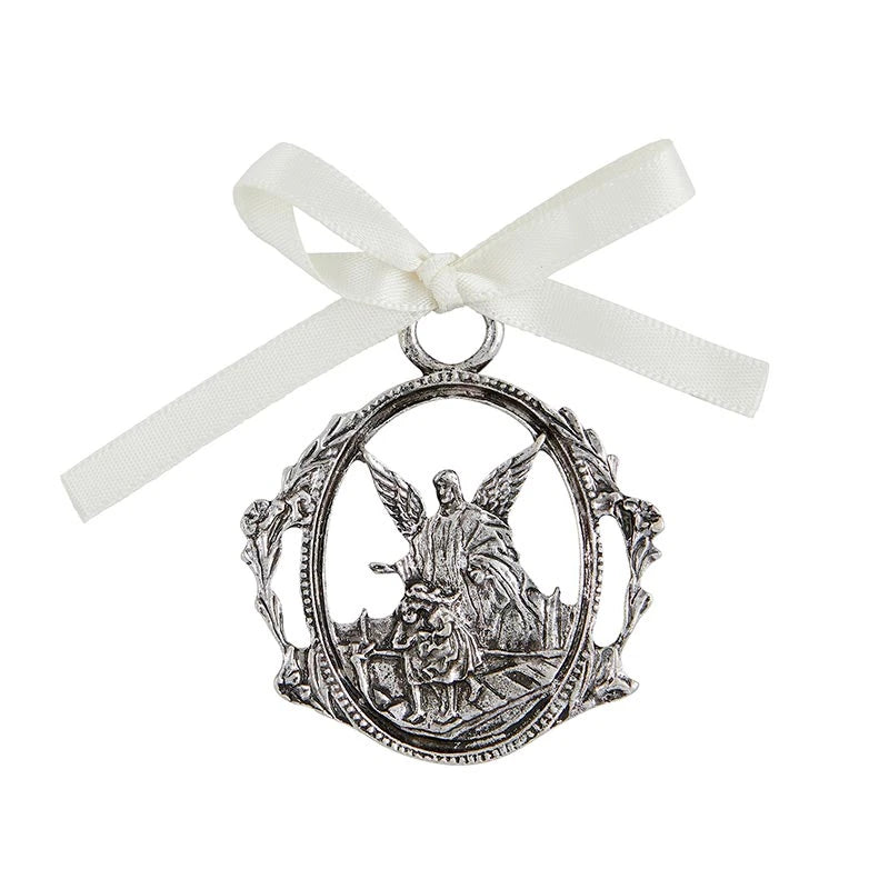Crucifix with Guardian Angel Crib Medal Set for Baby