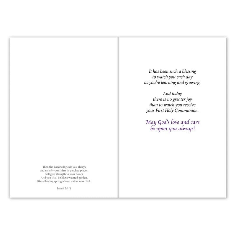 First Communion card from Mom and Dad with Italian artwork and gold foil accents