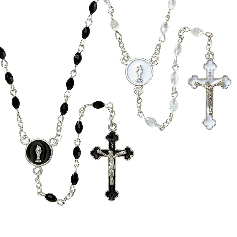 First Communion Black Enamel Rosary
