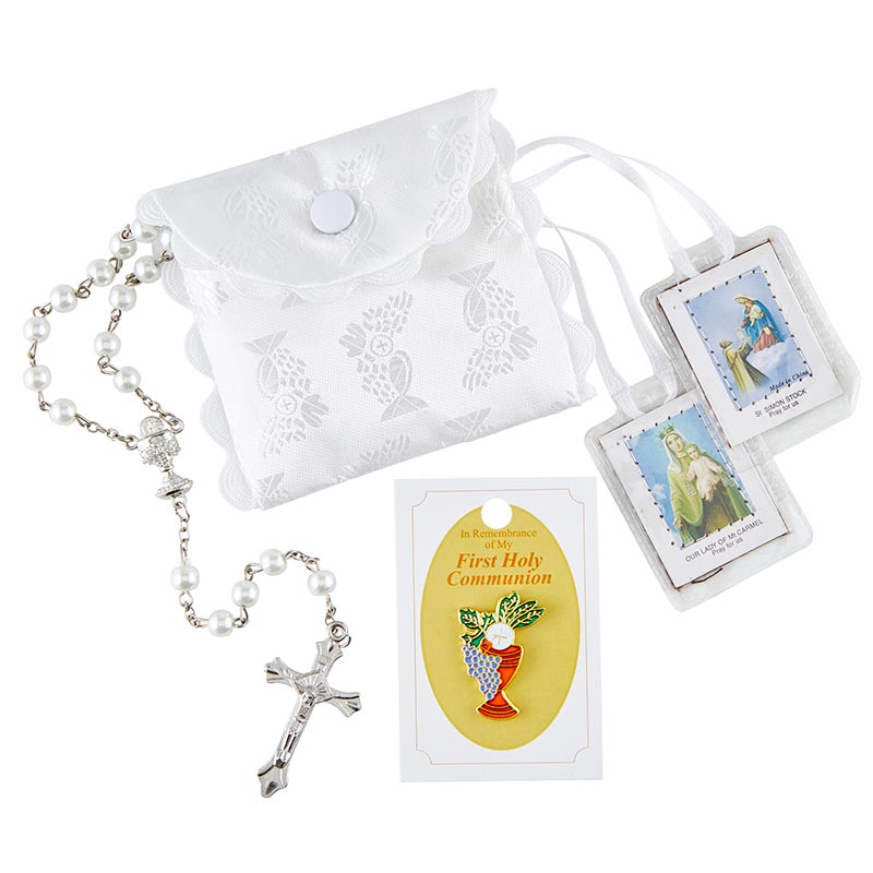 First Communion Kit Glass Rosary Girl