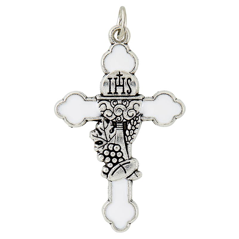 First Communion Medal - White Enamel