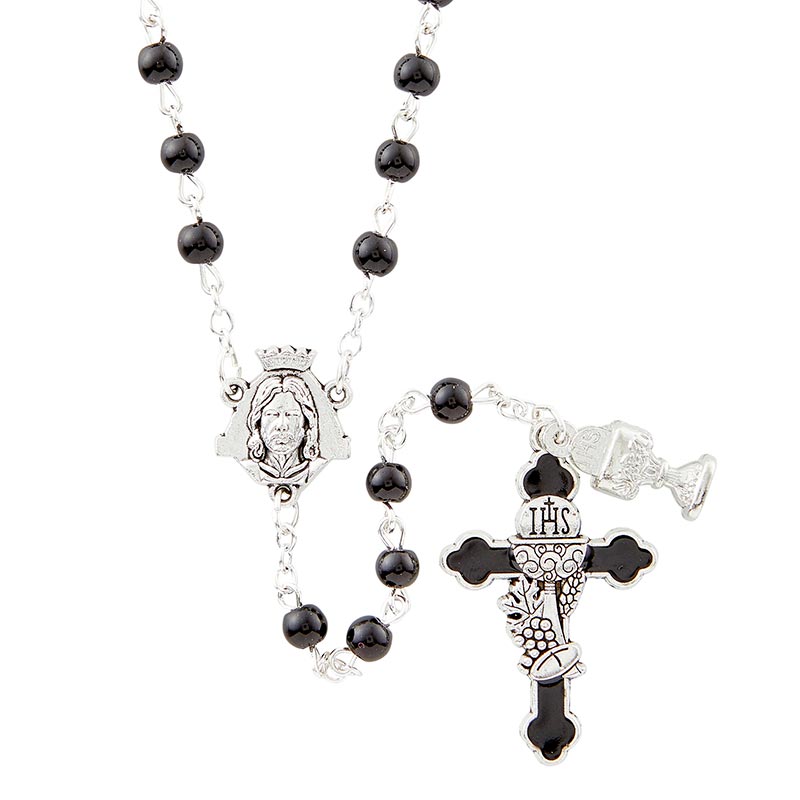 First Communion Rosary - Jet Enamel
