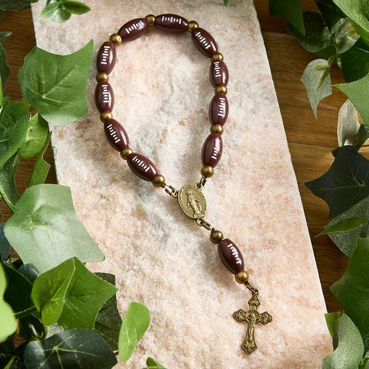 Catholic football one-decade rosary from the Game-Day Collection for players, coaches,  and pre-game prayer.