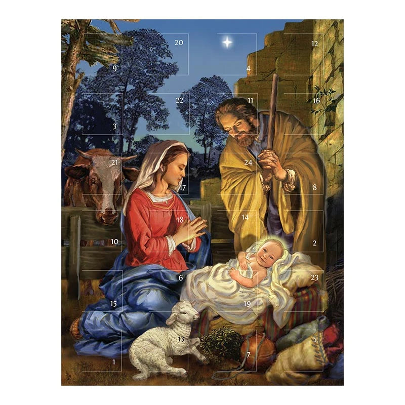 For Unto Us A Child Is Born Advent Calendar Greeting Card with Catholic artwork by Michael Adams.