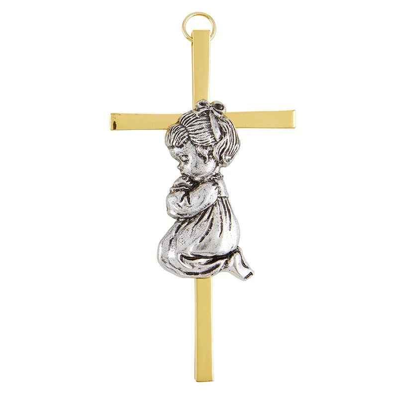 Girl’s Guardian Angel Cross &amp; Crib Medal Gift Set - Set of 4