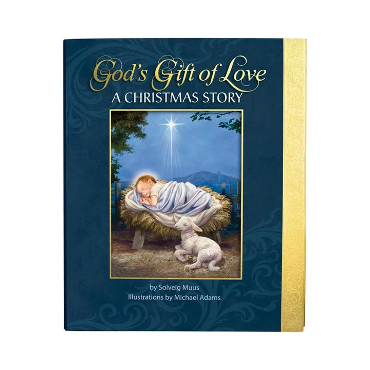Children’s Nativity book retelling the birth of Jesus with prayers, Bible quotes, and illustrations by Michael Adams.