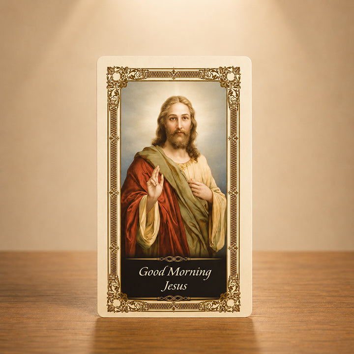 Good Morning Jesus Kilgarlin laminated Catholic prayer card