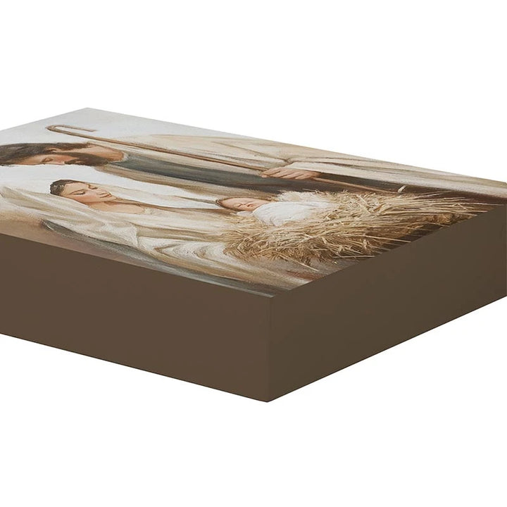 Catholic Holy Family Christmas word block for prayer spaces, tabletops, and faith-based gifting.