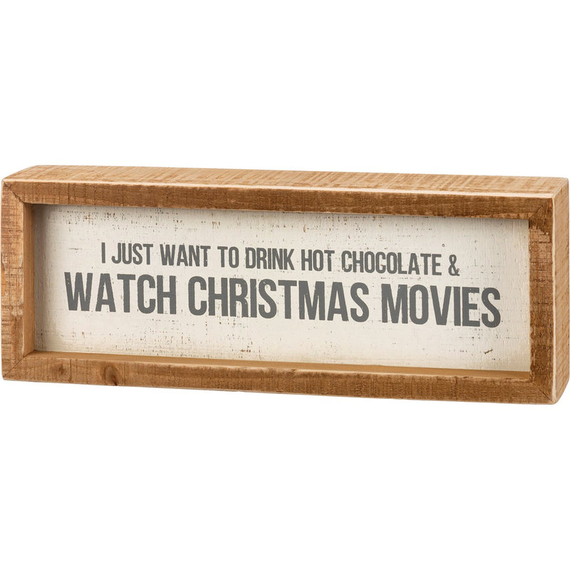 Hot Chocolate & Christmas Movies Inset Box Sign (Pack of 2)