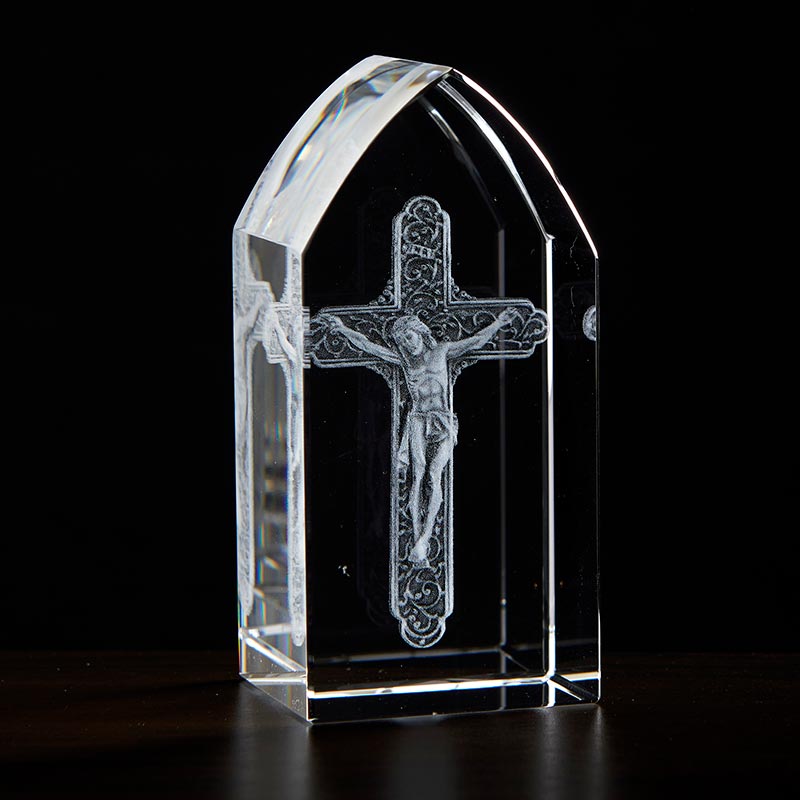 Crucifix Etched Glass