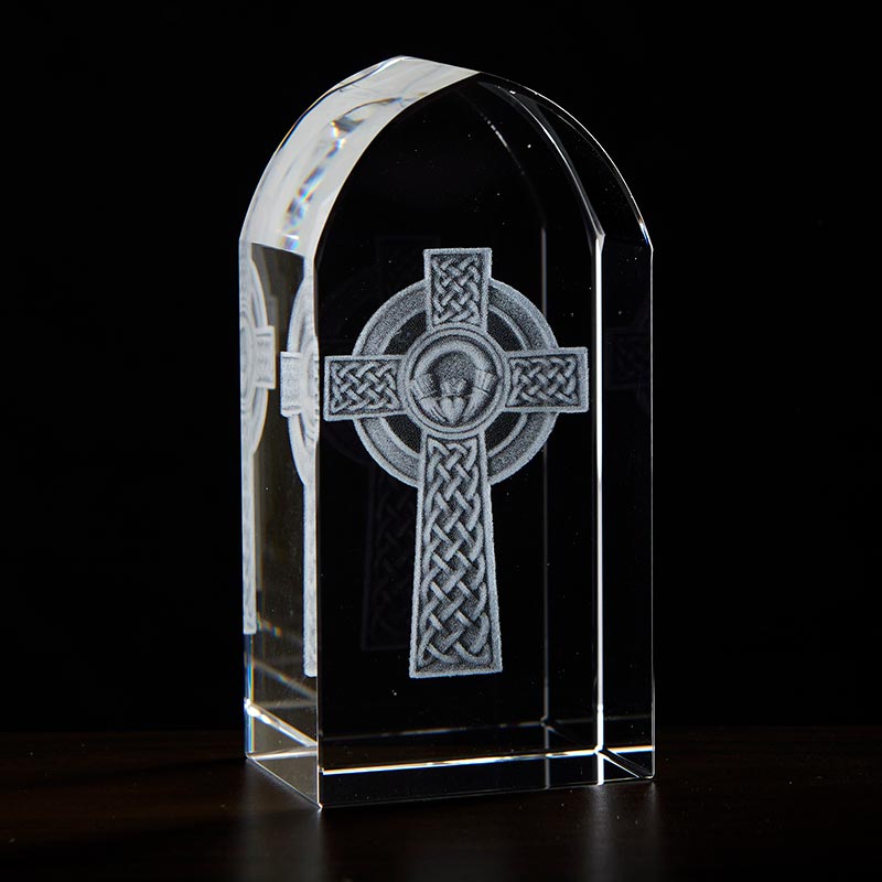Celtic Cross Etched Glass