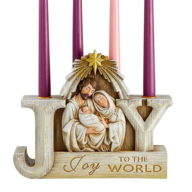 Catholic Nativity Advent candleholder for family prayer, Advent candle lighting, home altars, and Christmas preparation.