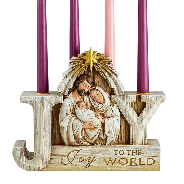 Catholic Nativity Advent candleholder for family prayer, Advent candle lighting, home altars, and Christmas preparation.