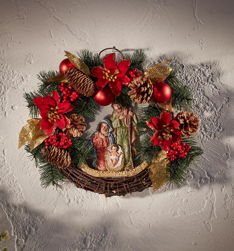 Poinsettia Nativity Wreath