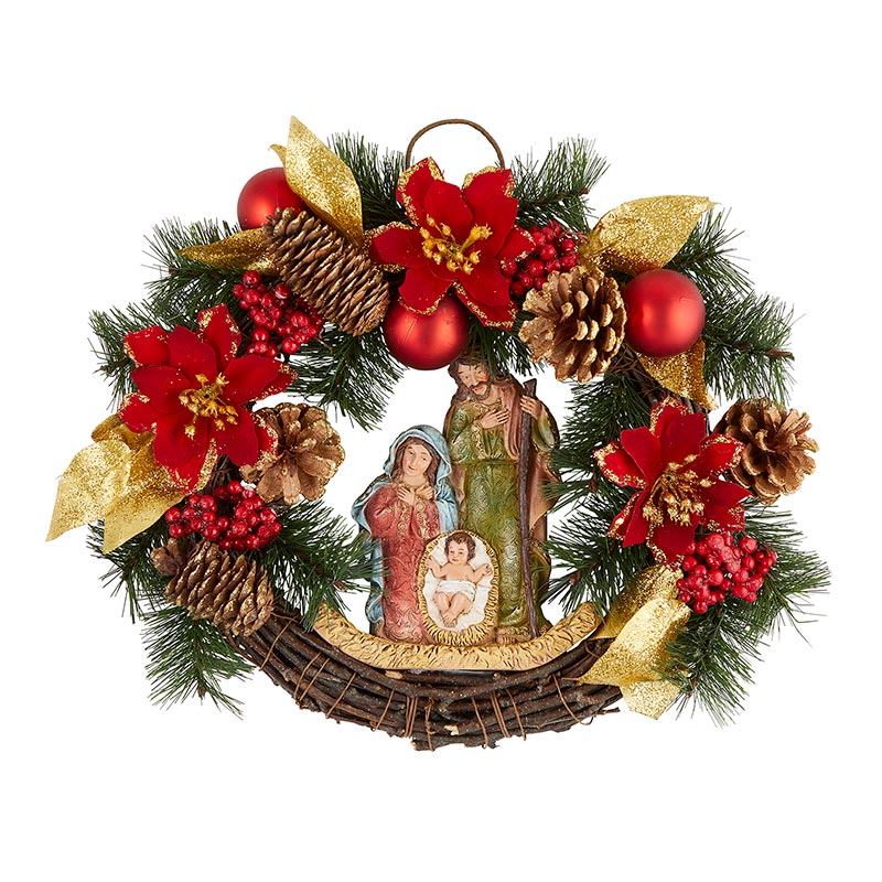 Poinsettia Nativity Wreath