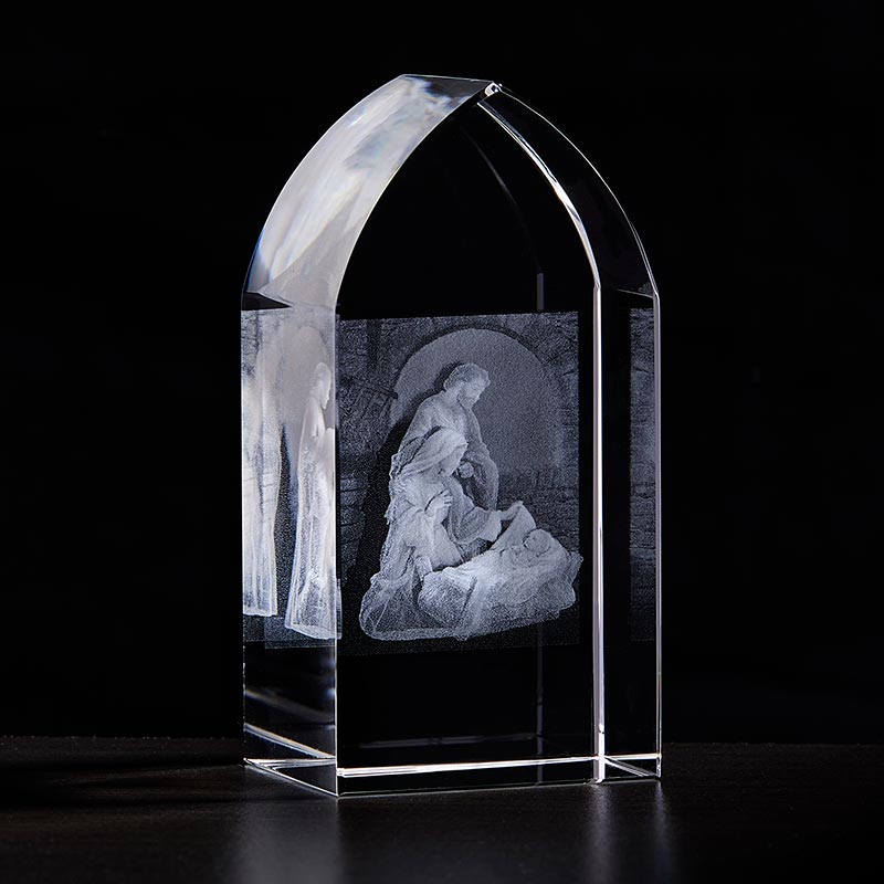 Arched Etched Glass Holy Family