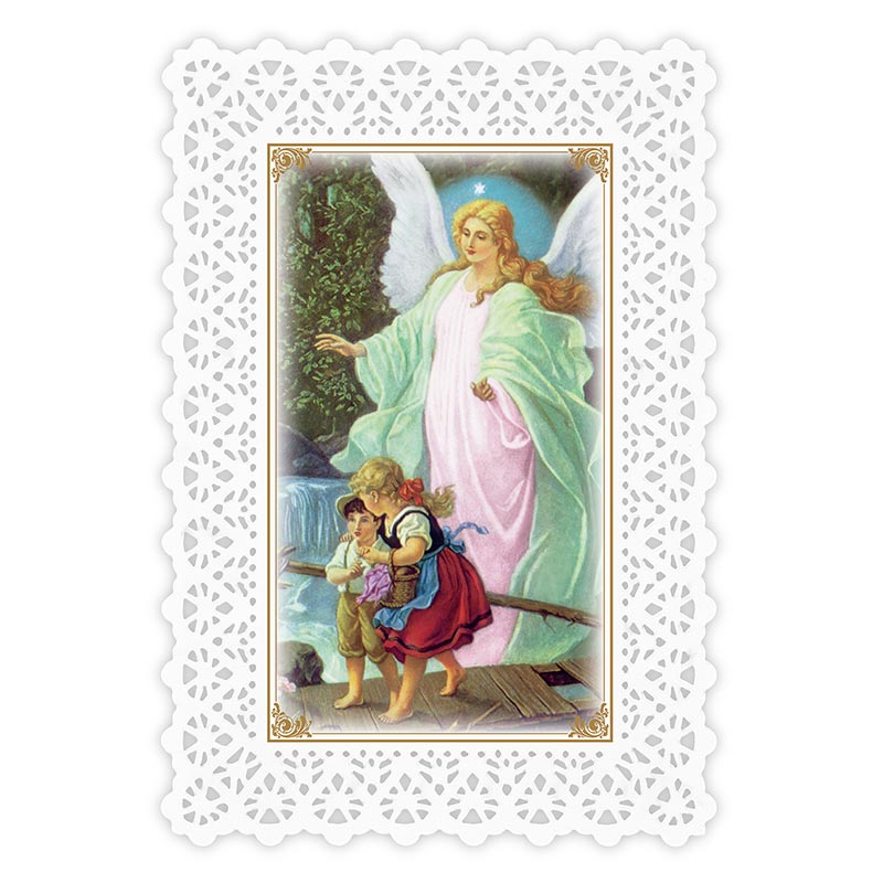 Lace Holy Card - Guardian Angel Prayer