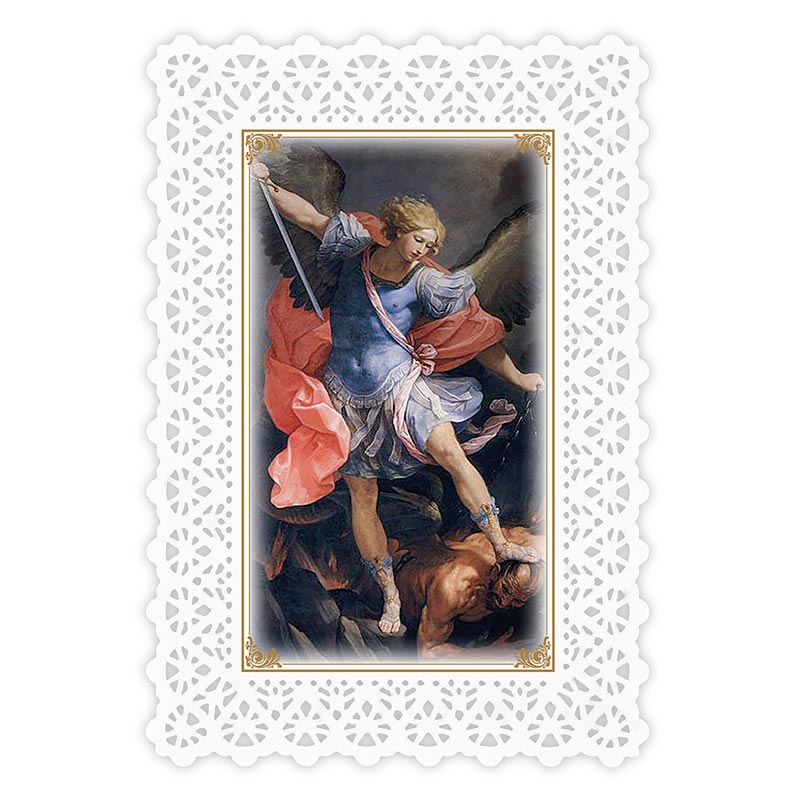 Lace Holy Card - Saint Michael Prayer