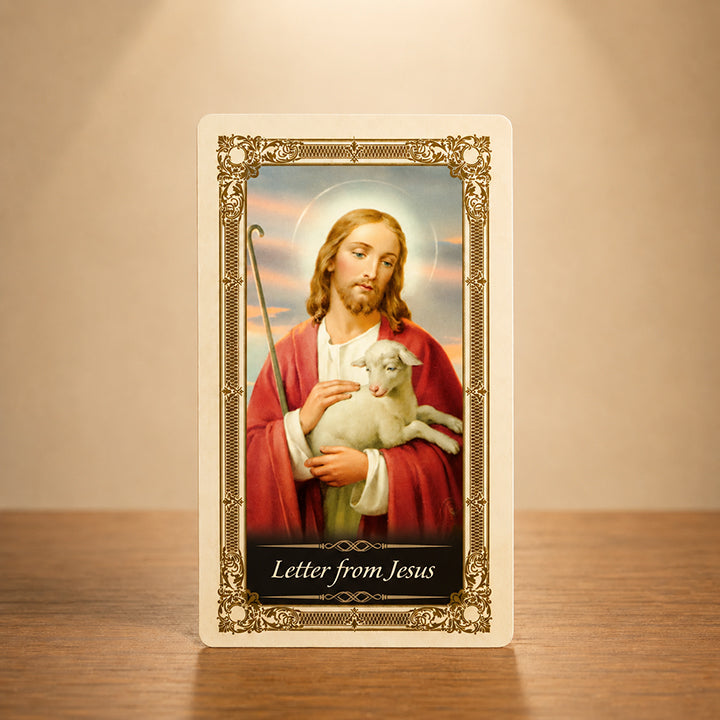 Letter from Jesus Kilgarlin laminated Catholic prayer card	