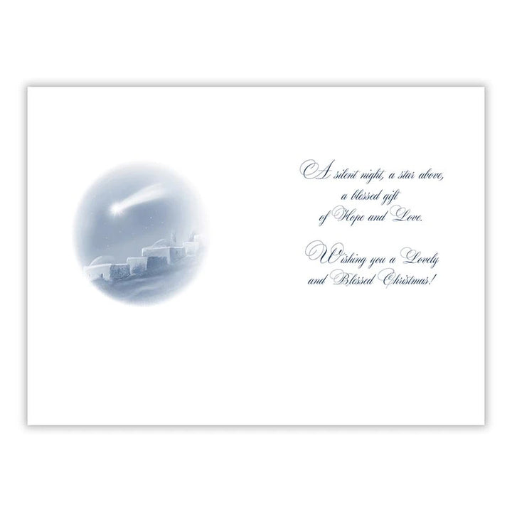 Catholic Christmas greeting card featuring a message of hope, love, and a blessed Christmas.