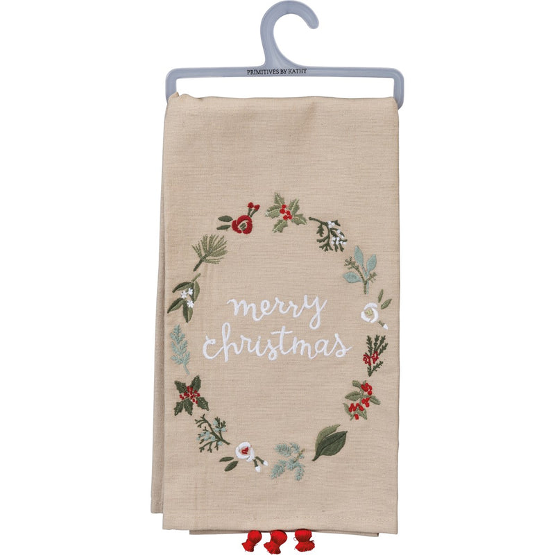 Merry Christmas Embroidered Kitchen Towel (Pack of 3)