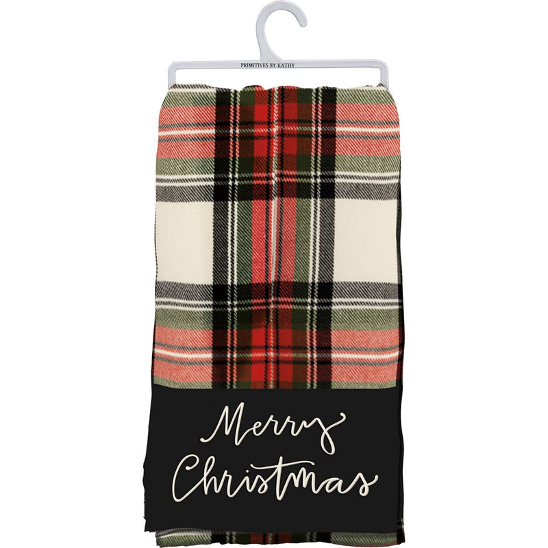 Merry Christmas Plaid Kitchen Towel
