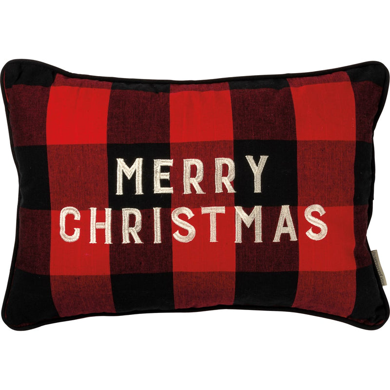Merry Christmas Red Buffalo Check Pillow (Pack of 2)