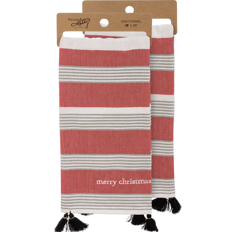Merry Christmas Striped Kitchen Towel (Pack of 6)