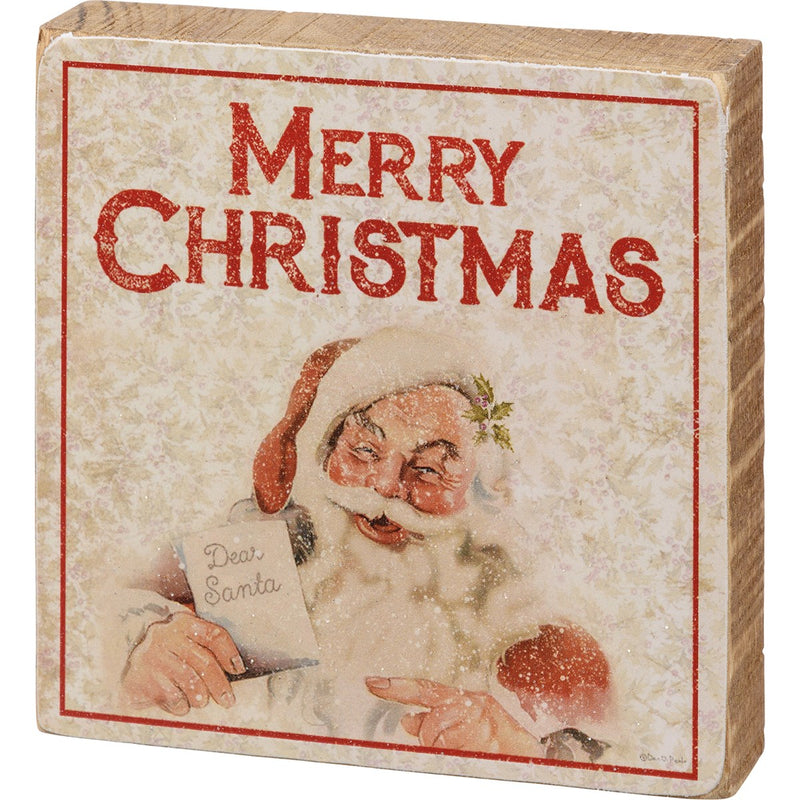 Merry Christmas Vintage Block Sign (PACK OF 4)