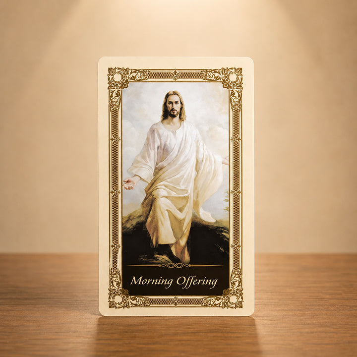 Morning Offering Prayer Card with Jesus Catholic devotional artwork