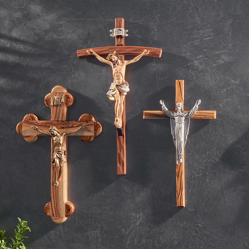 12" Hammered Finish Crucifix