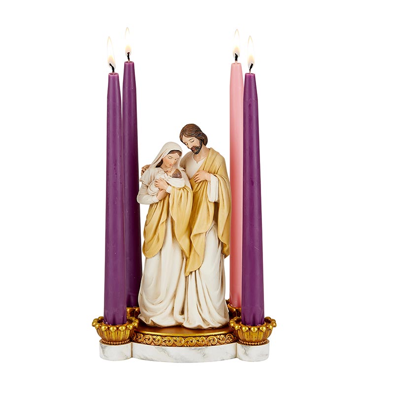 Holy Family Advent candleholder resin Christmas centerpiece for Catholic home decor