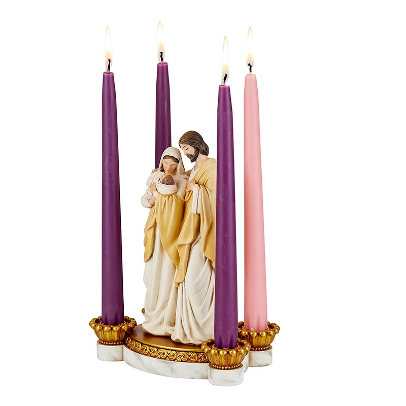Holy Family Advent candleholder resin Christmas centerpiece for Catholic home decor