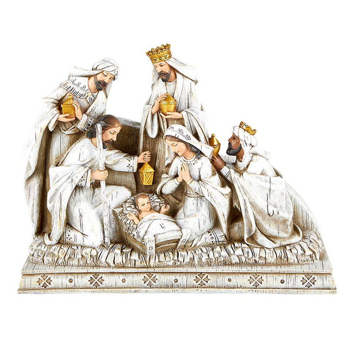 Holy Family Nativity Advent Candle Holder for Catholic families, seasonal prayer, Christmas décor, and religious gifting.