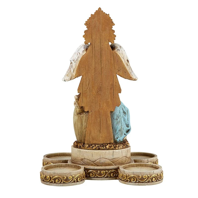 10-inch Nativity Advent centerpiece with four votive holders for Catholic prayer and Christmas décor.