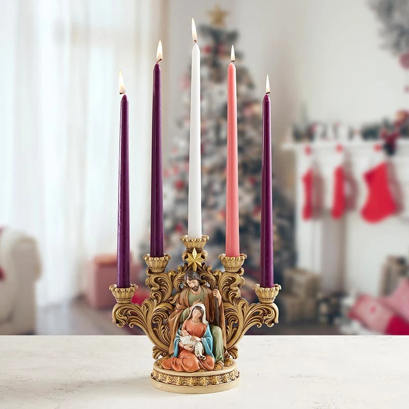 Gift-boxed Nativity Star Advent Candleholder for Catholic families, seasonal décor, and religious Christmas gifting.