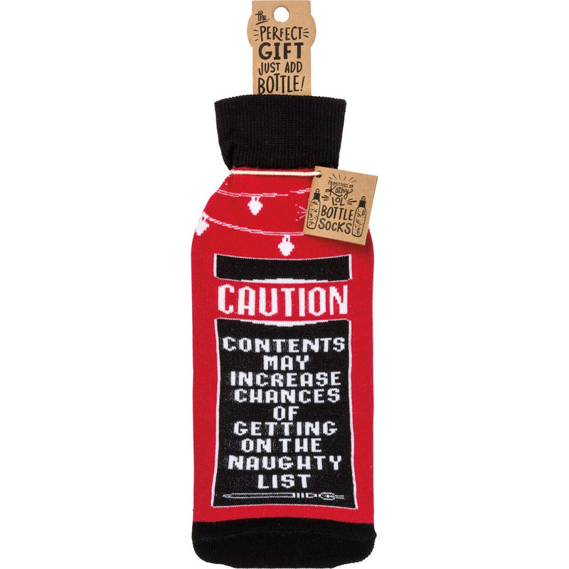 Naughty List Caution Bottle Sock (Pack of 6)